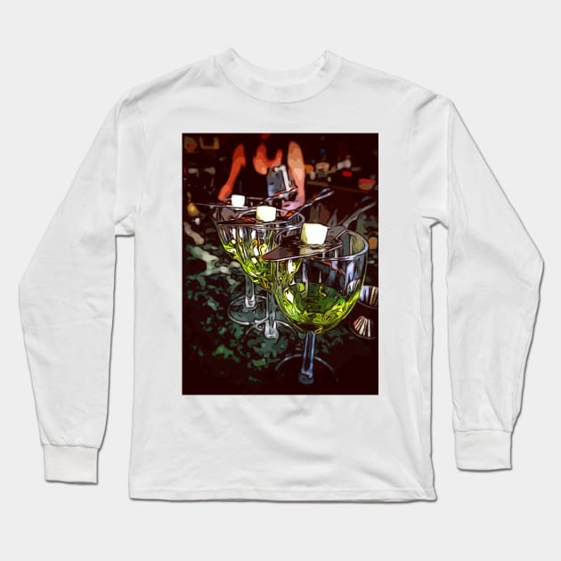 Female bartender pouring Absinthe in a bar Long Sleeve T-Shirt by WelshDesigns